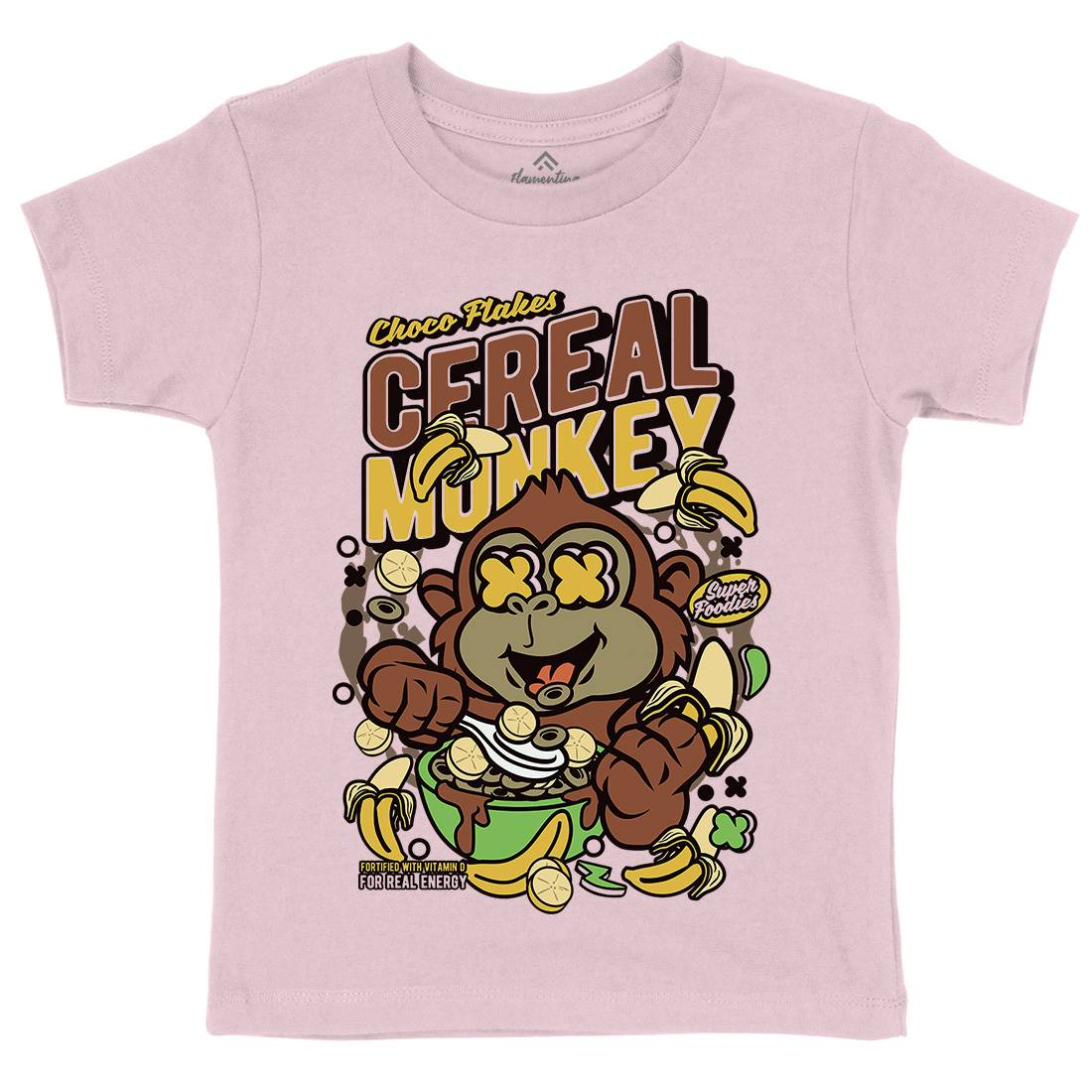 Cereal Monkey Kids Crew Neck T-Shirt Food C512