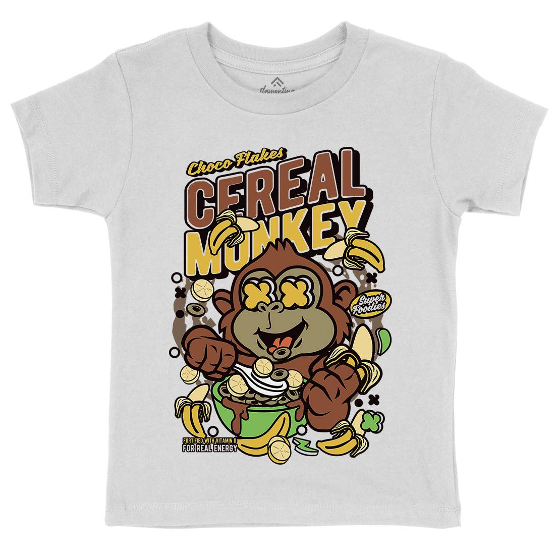 Cereal Monkey Kids Crew Neck T-Shirt Food C512