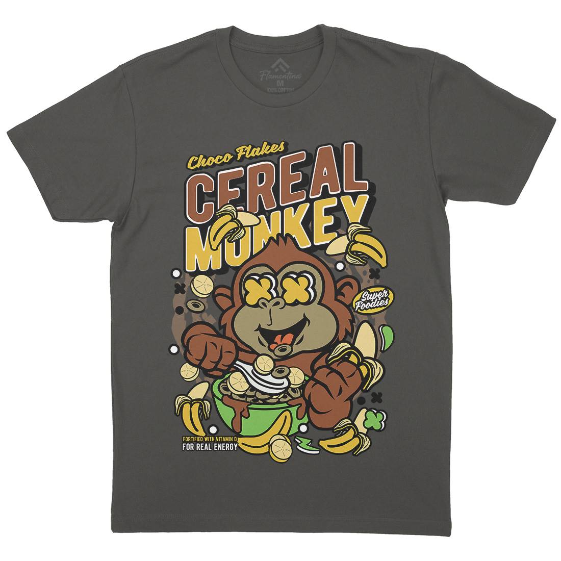 Cereal Monkey Mens Crew Neck T-Shirt Food C512