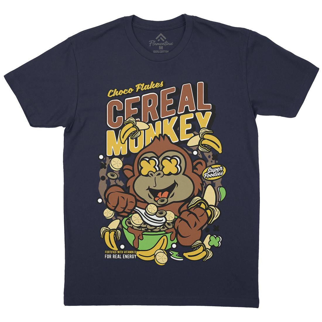Cereal Monkey Mens Organic Crew Neck T-Shirt Food C512