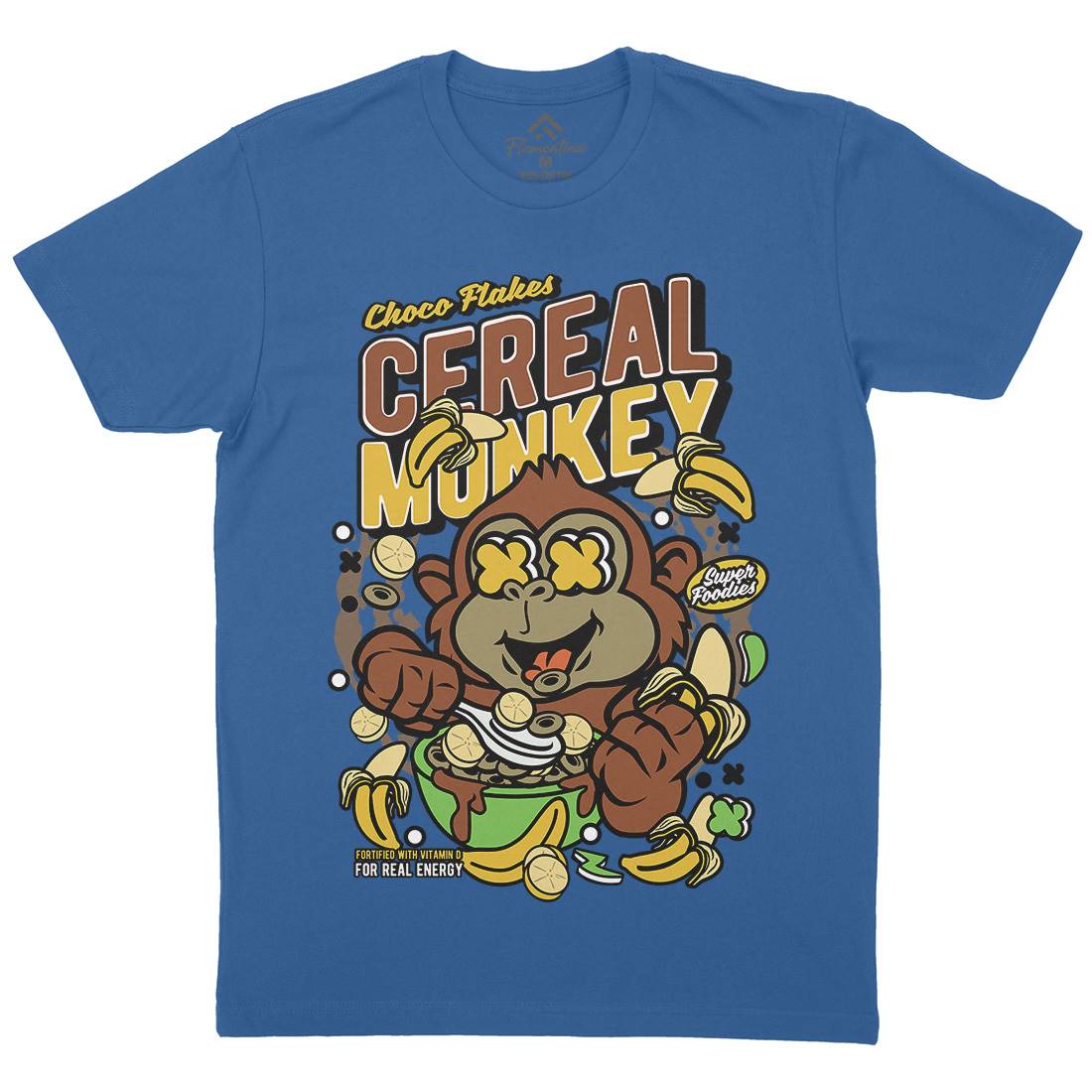 Cereal Monkey Mens Organic Crew Neck T-Shirt Food C512