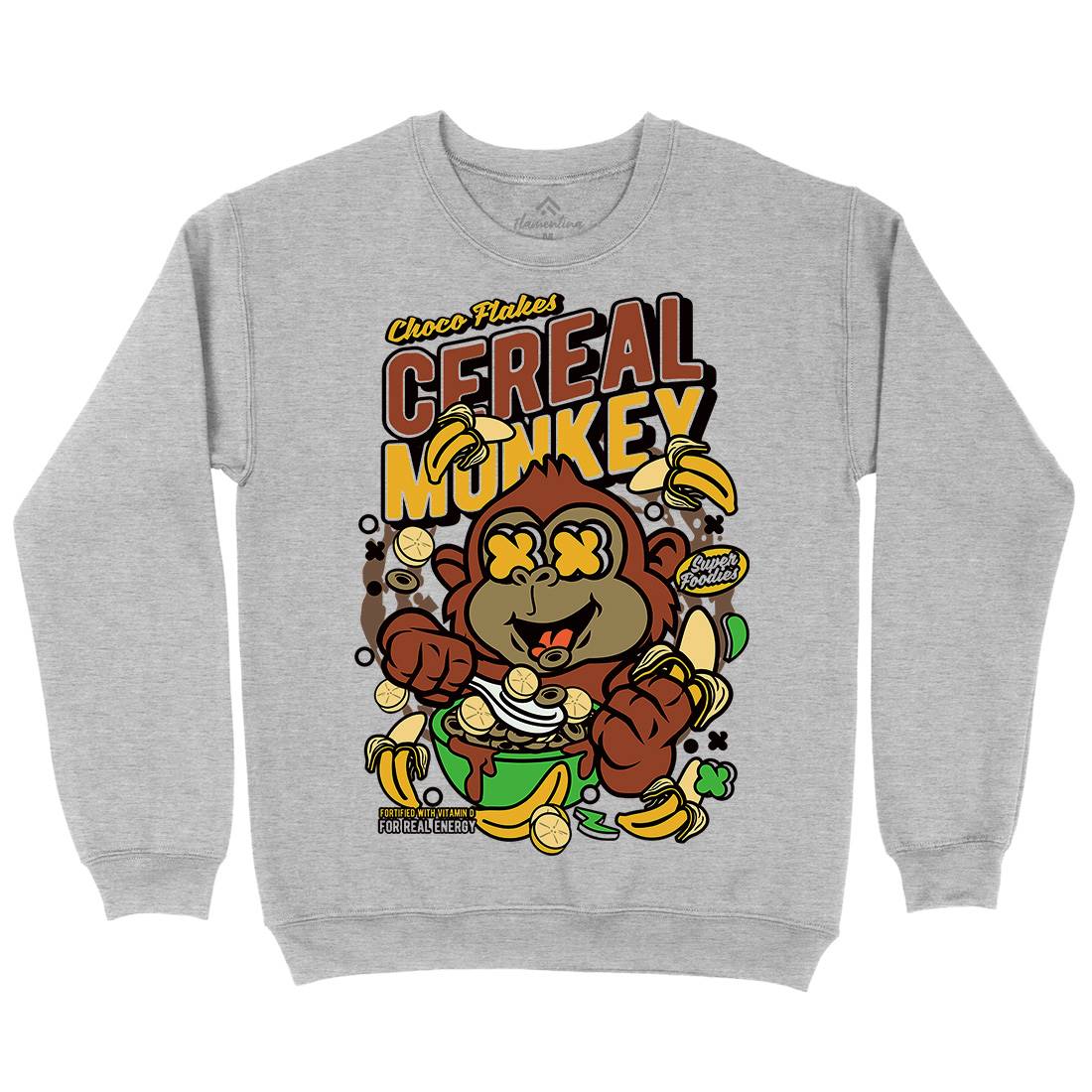Cereal Monkey Mens Crew Neck Sweatshirt Food C512