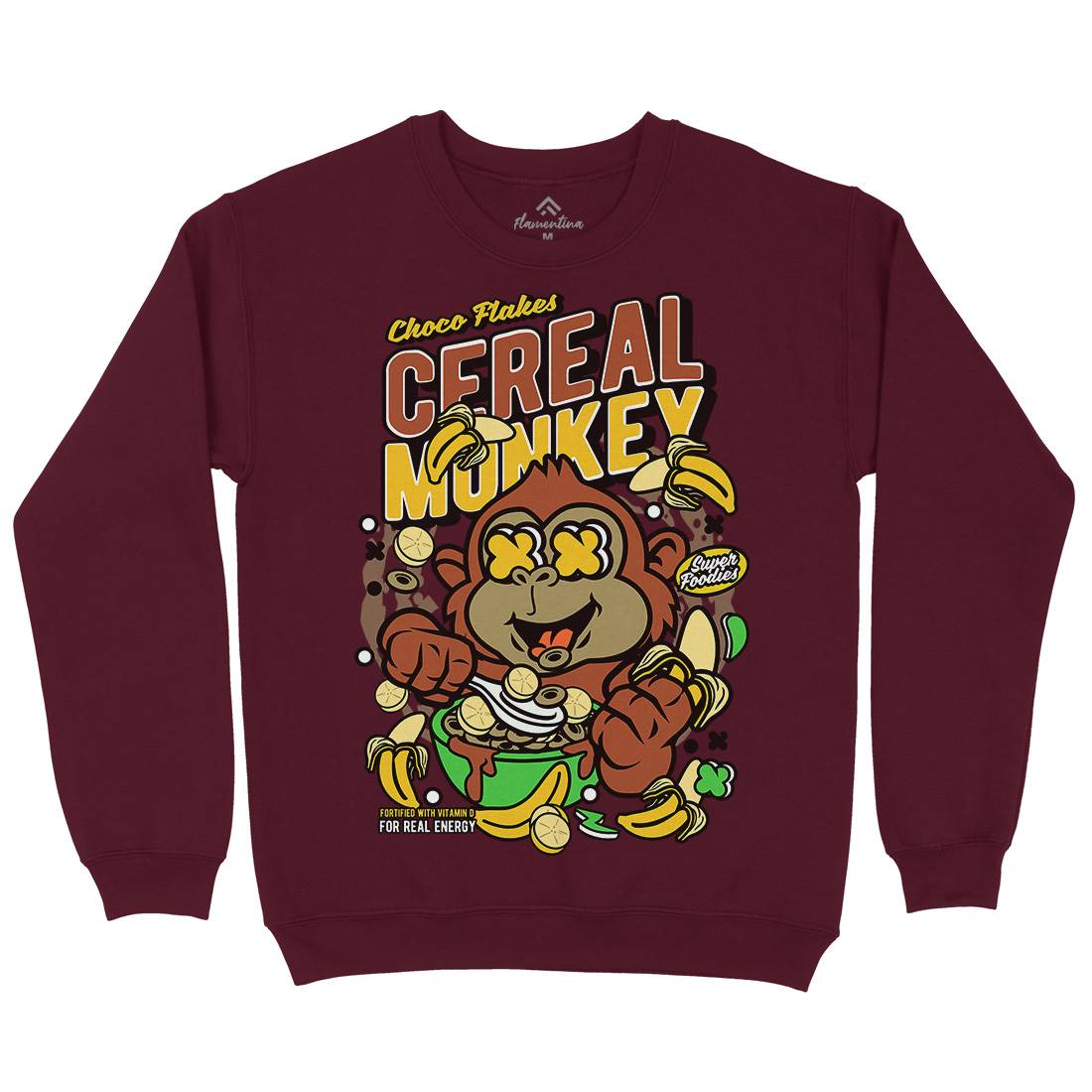 Cereal Monkey Mens Crew Neck Sweatshirt Food C512