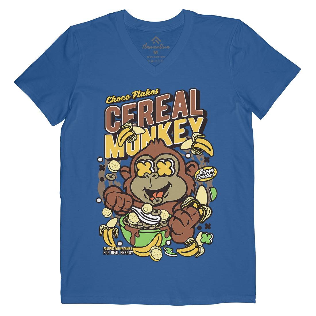 Cereal Monkey Mens V-Neck T-Shirt Food C512