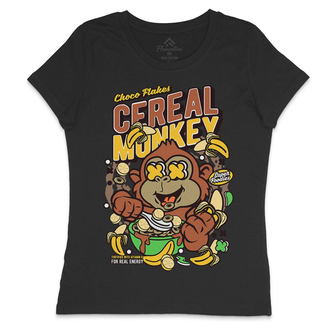 Cereal Monkey Womens Crew Neck T-Shirt Food C512