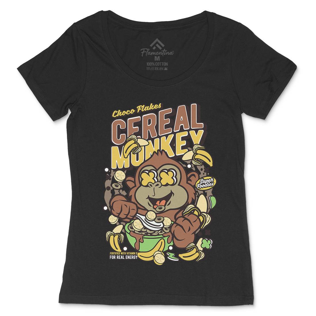 Cereal Monkey Womens Scoop Neck T-Shirt Food C512