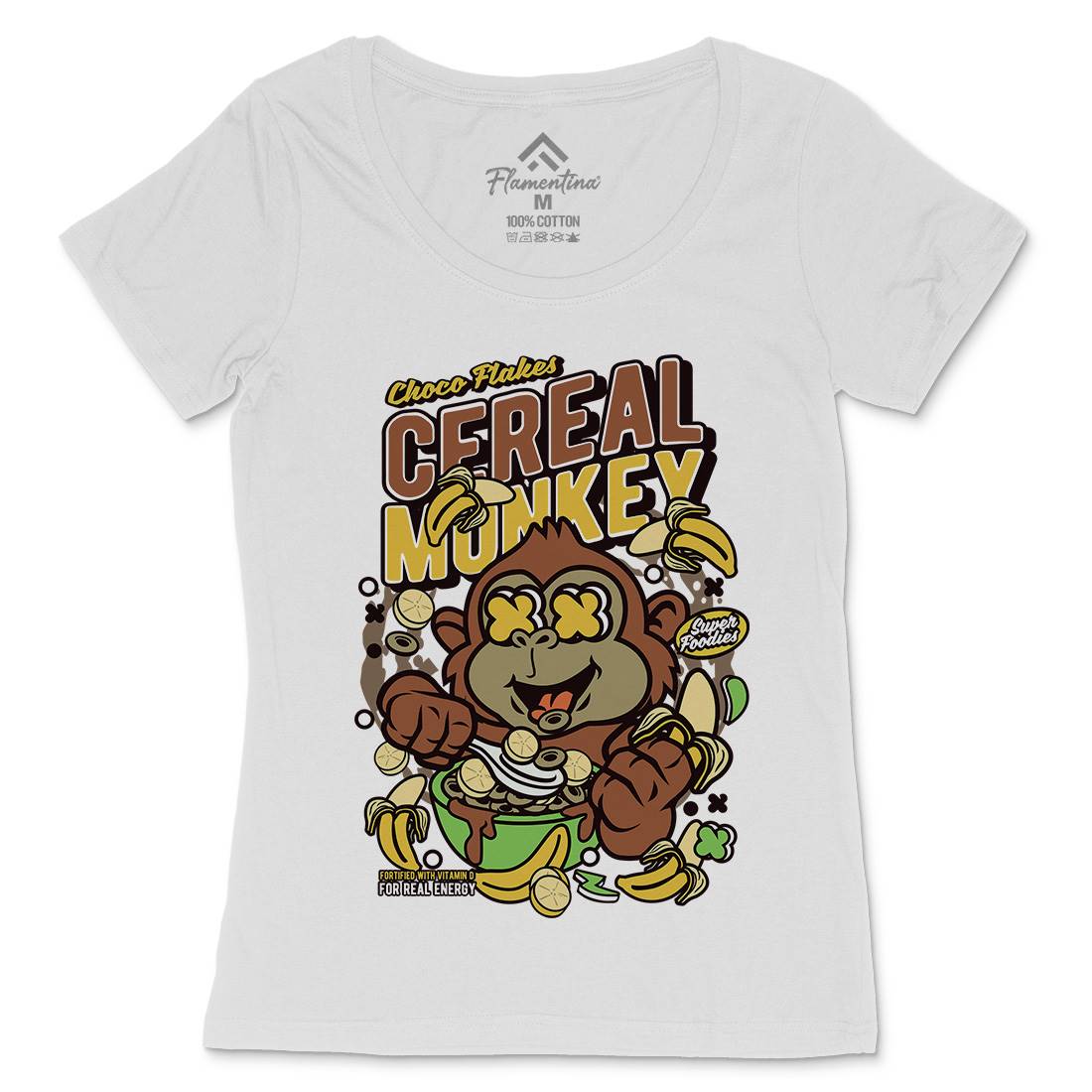 Cereal Monkey Womens Scoop Neck T-Shirt Food C512
