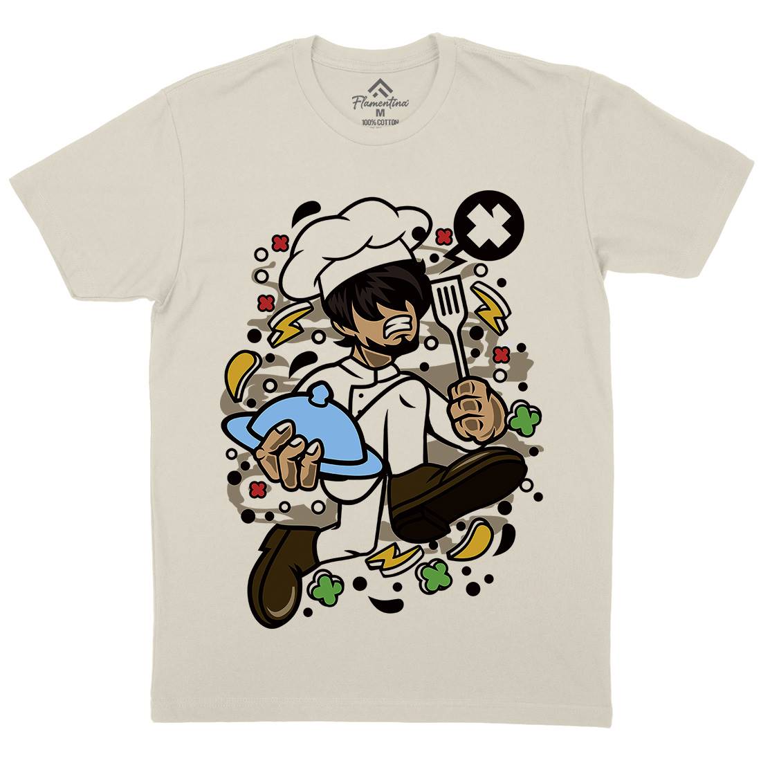 Chef Running Mens Organic Crew Neck T-Shirt Work C515