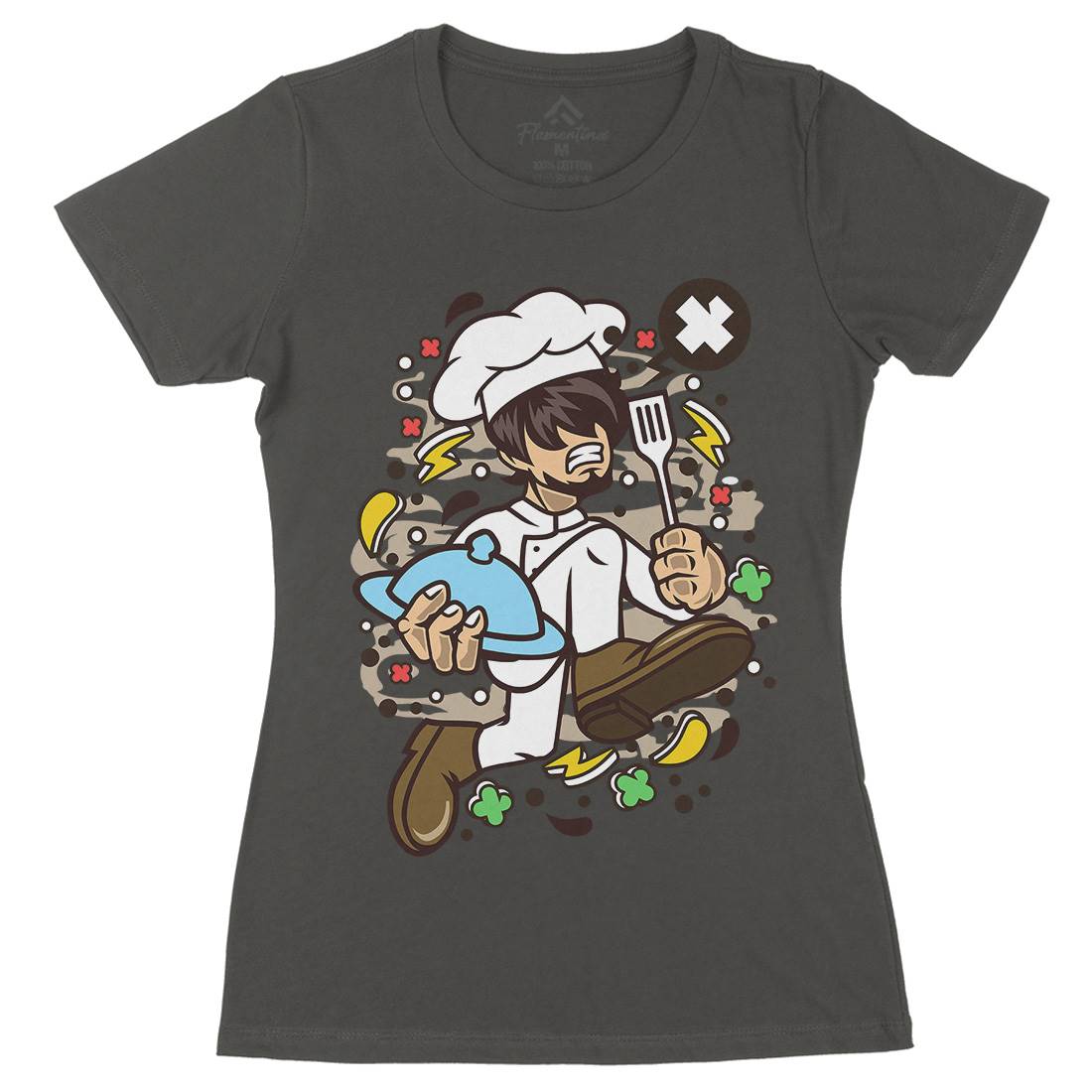 Chef Running Womens Organic Crew Neck T-Shirt Work C515