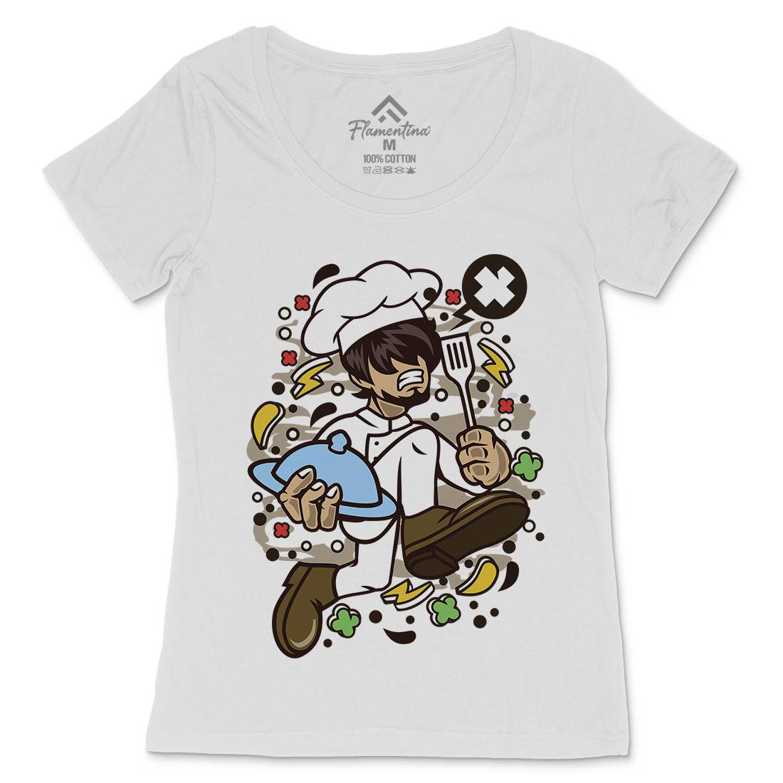 Chef Running Womens Scoop Neck T-Shirt Work C515