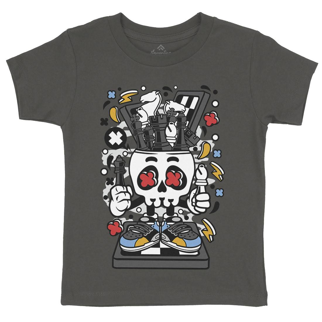 Chess Skull Head Kids Crew Neck T-Shirt Sport C516