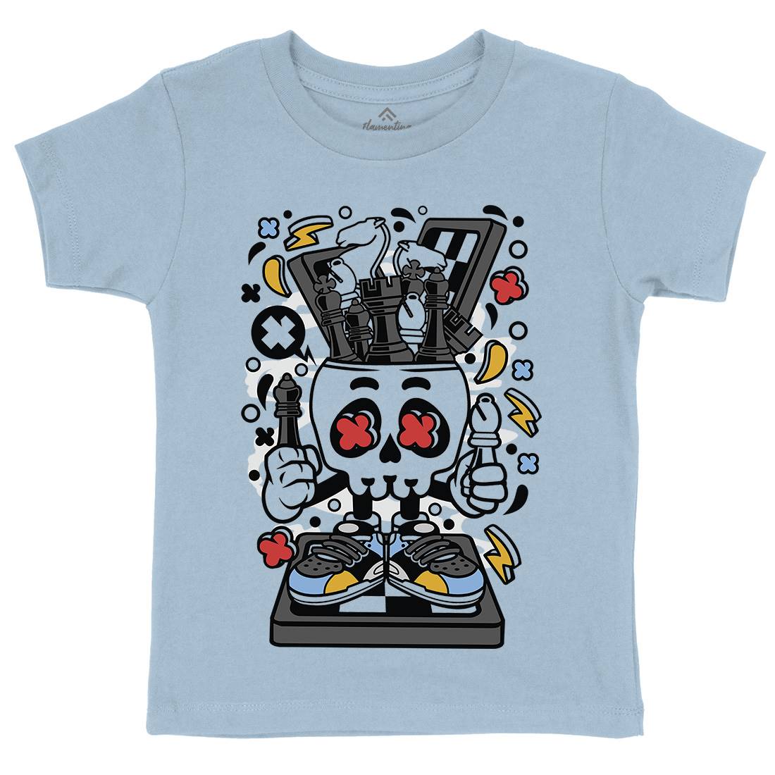 Chess Skull Head Kids Crew Neck T-Shirt Sport C516