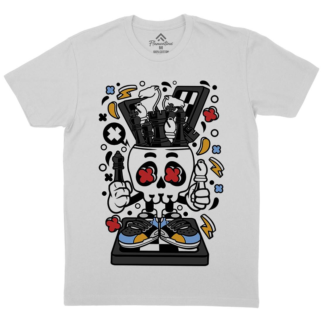 Chess Skull Head Mens Crew Neck T-Shirt Sport C516