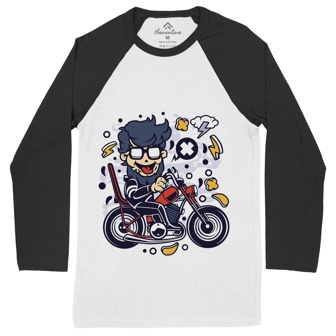 Chopper Hipster Mens Long Sleeve Baseball T-Shirt Motorcycles C517