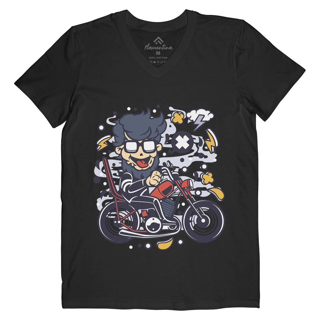 Chopper Hipster Mens Organic V-Neck T-Shirt Motorcycles C517