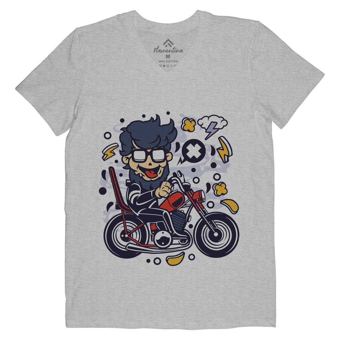 Chopper Hipster Mens Organic V-Neck T-Shirt Motorcycles C517