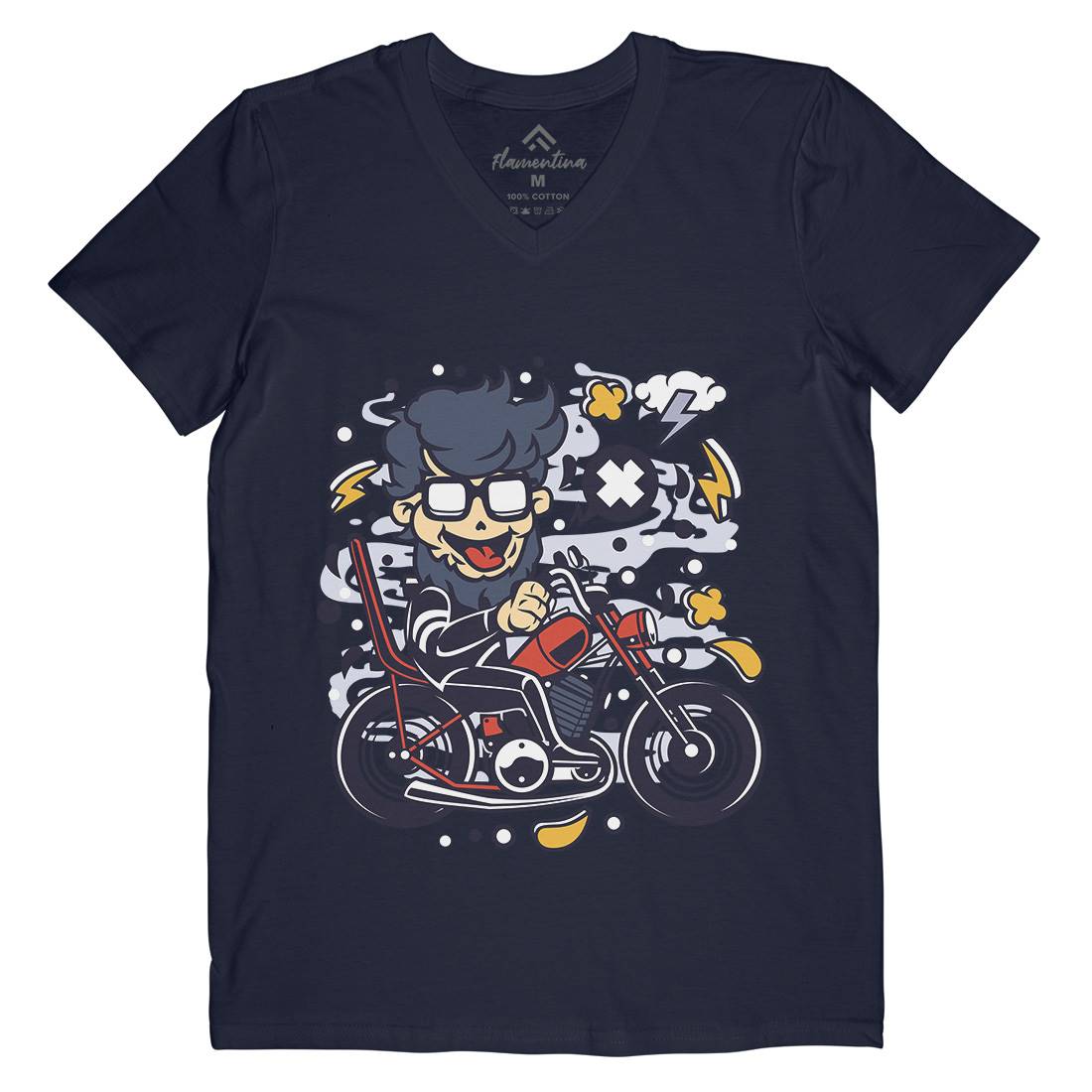 Chopper Hipster Mens V-Neck T-Shirt Motorcycles C517