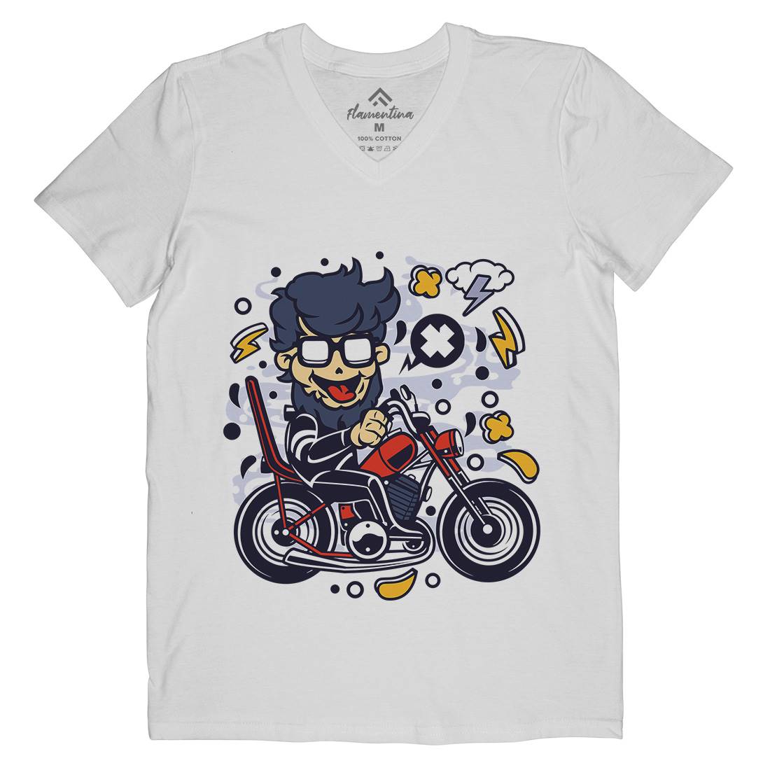 Chopper Hipster Mens V-Neck T-Shirt Motorcycles C517