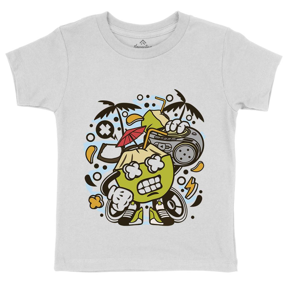 Coconut Boombox Kids Organic Crew Neck T-Shirt Music C518