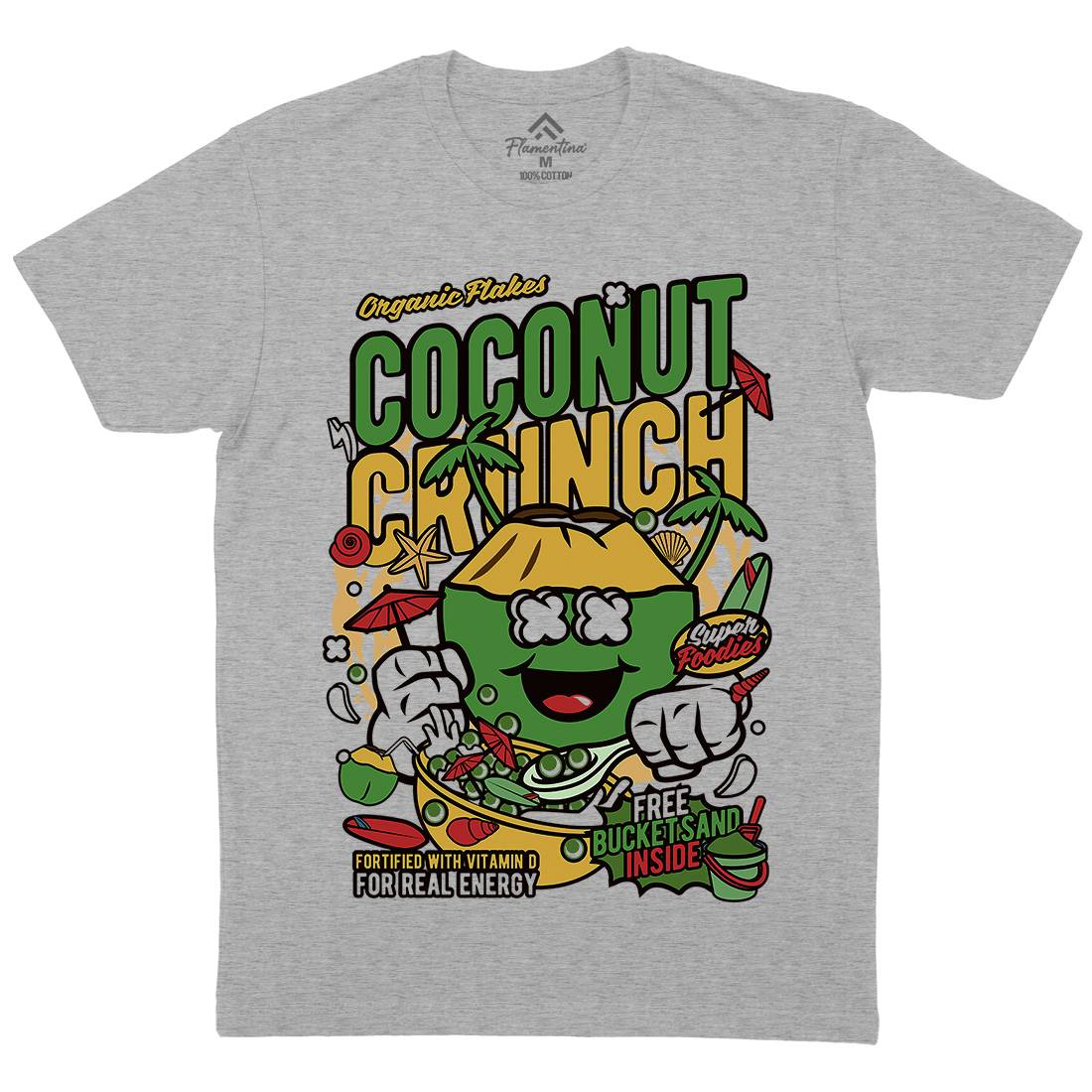 Coconut Crunch Mens Organic Crew Neck T-Shirt Food C519