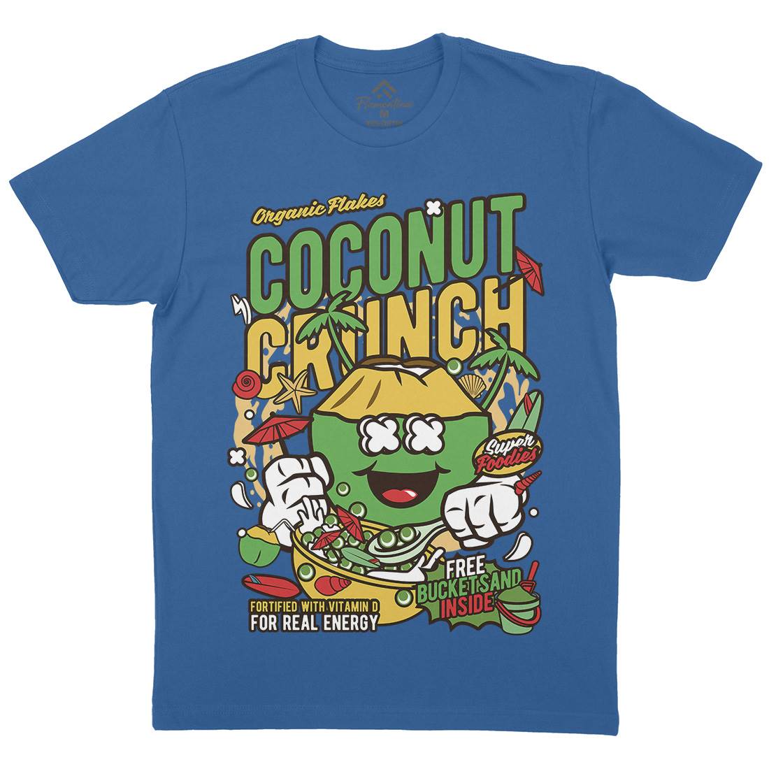 Coconut Crunch Mens Organic Crew Neck T-Shirt Food C519