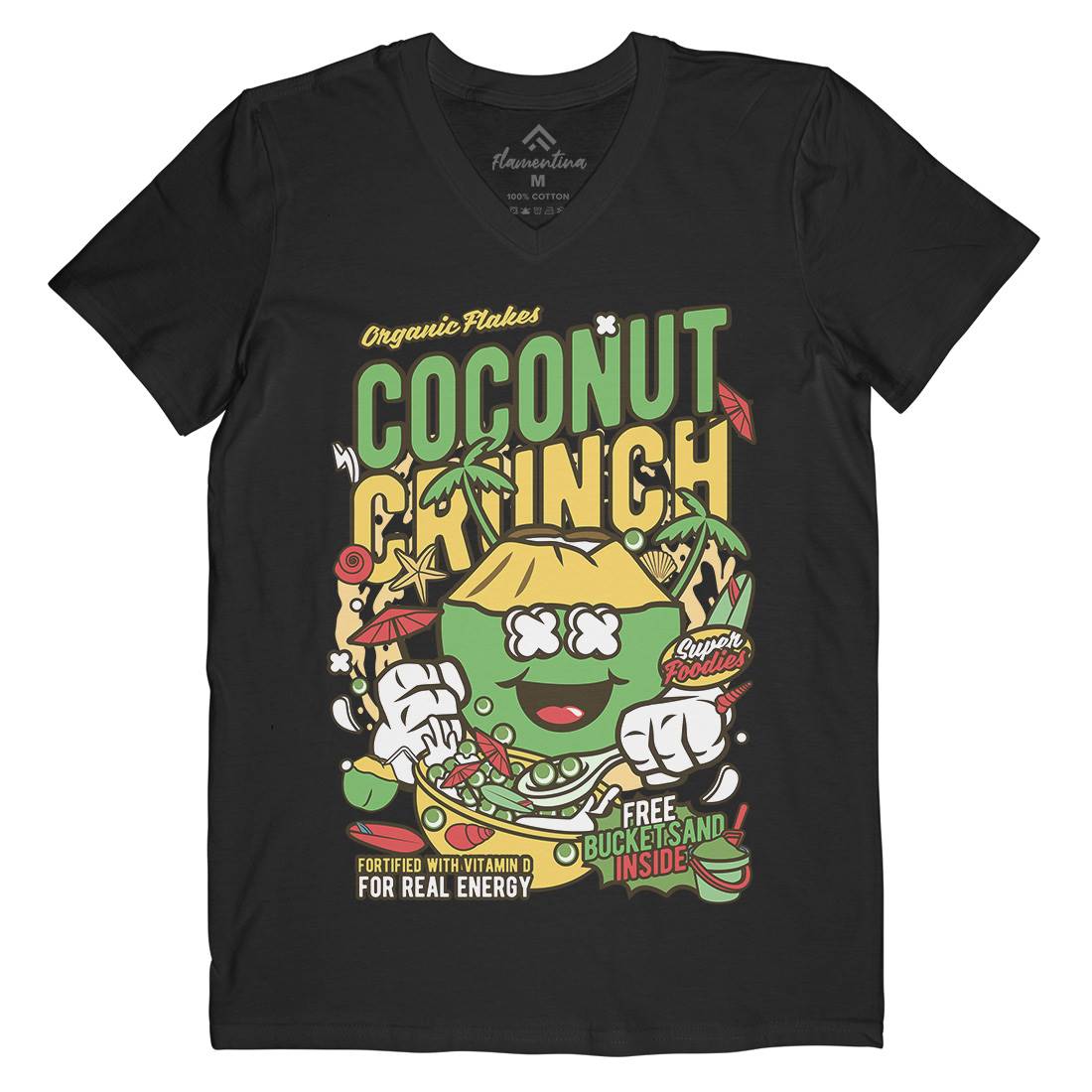 Coconut Crunch Mens Organic V-Neck T-Shirt Food C519