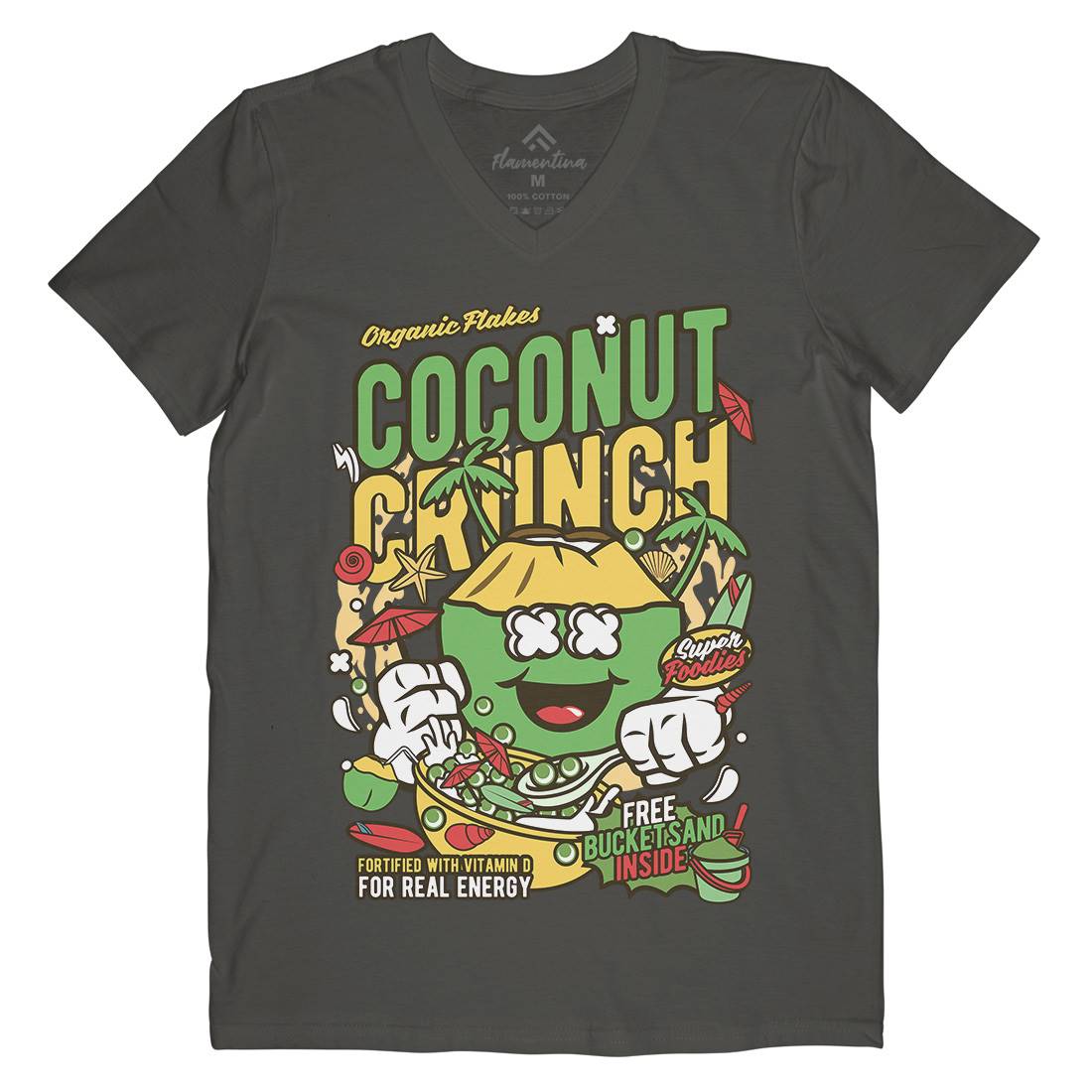 Coconut Crunch Mens V-Neck T-Shirt Food C519