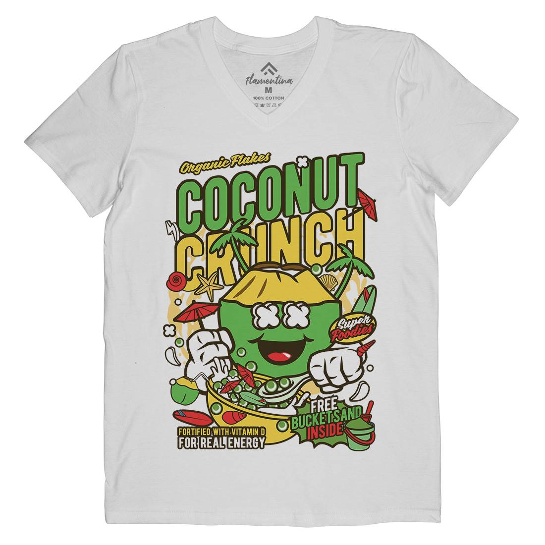 Coconut Crunch Mens Organic V-Neck T-Shirt Food C519