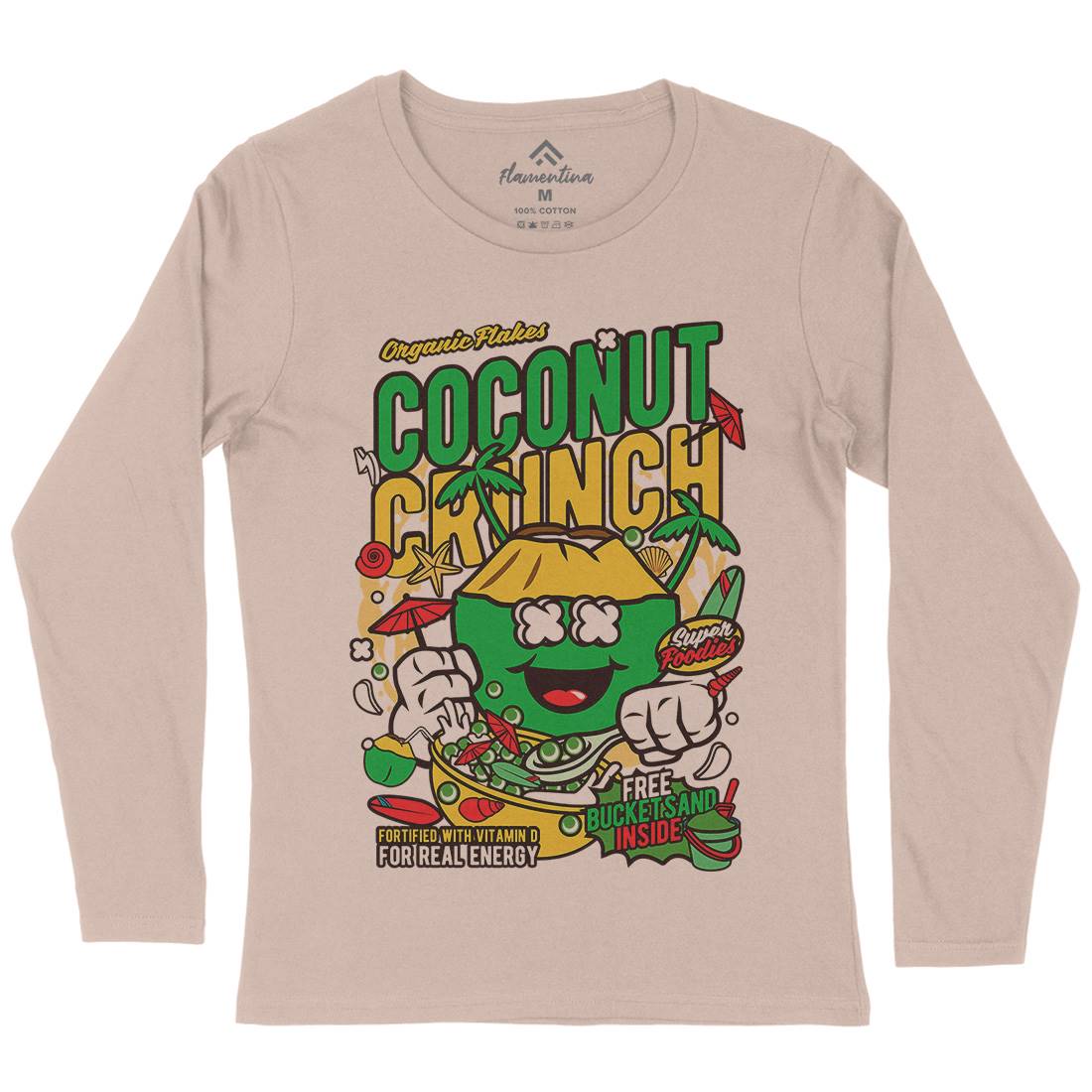 Coconut Crunch Womens Long Sleeve T-Shirt Food C519