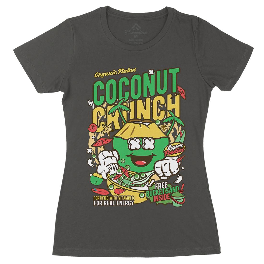 Coconut Crunch Womens Organic Crew Neck T-Shirt Food C519