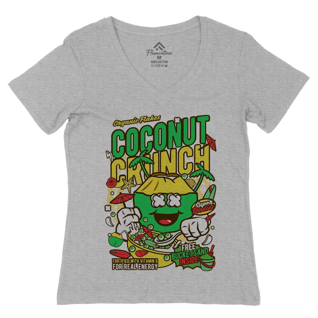 Coconut Crunch Womens Organic V-Neck T-Shirt Food C519