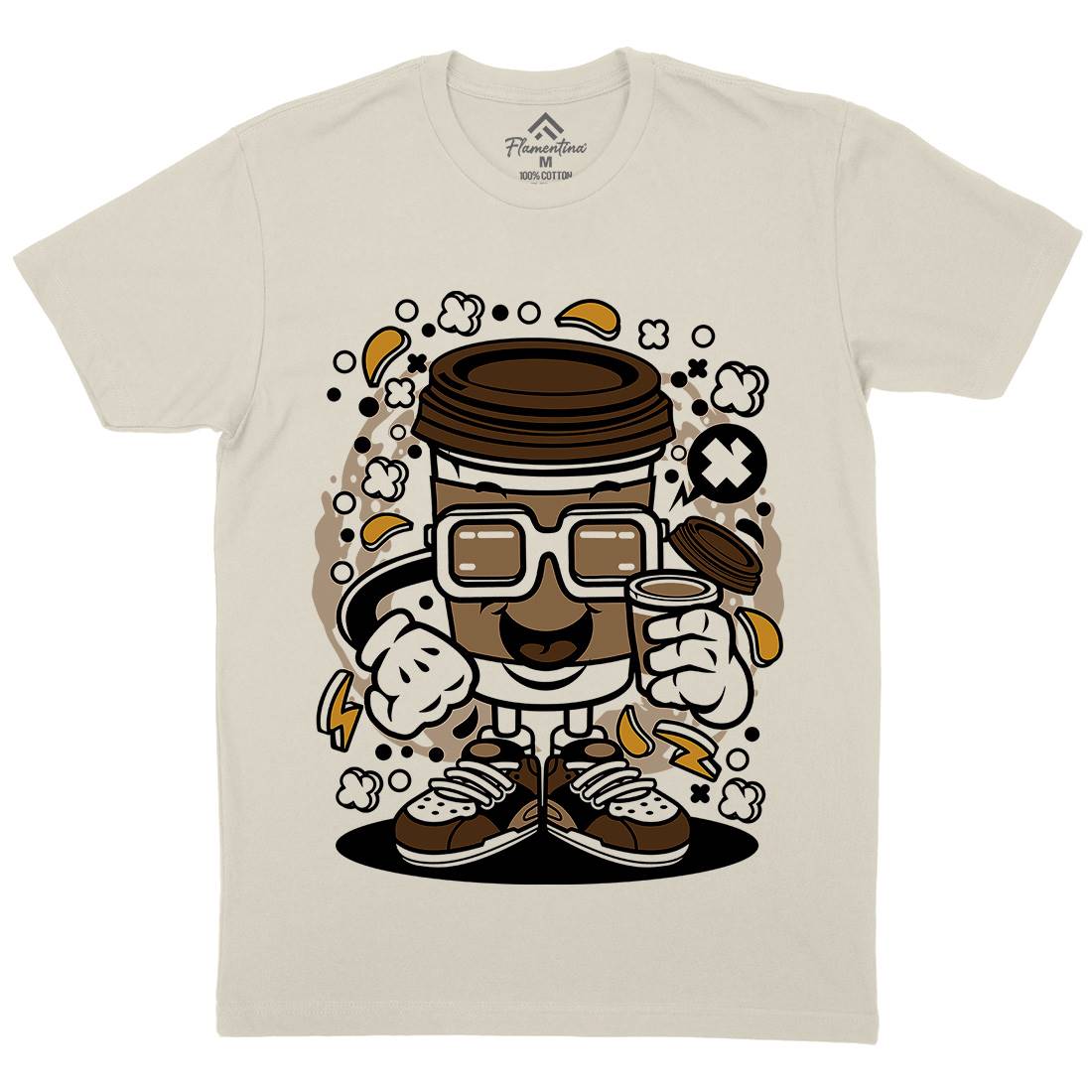 Coffee Cup Mens Organic Crew Neck T-Shirt Drinks C521