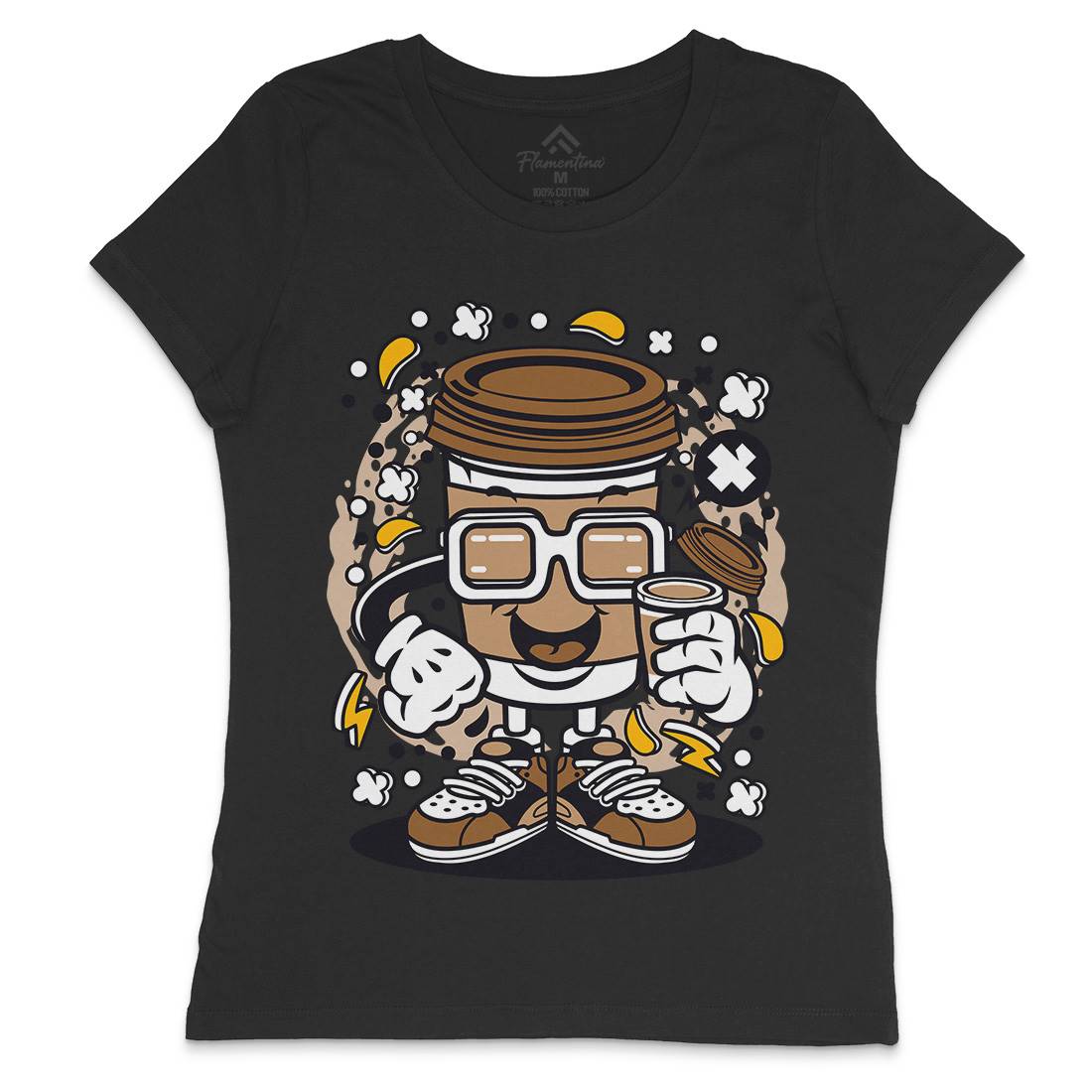 Coffee Cup Womens Crew Neck T-Shirt Drinks C521