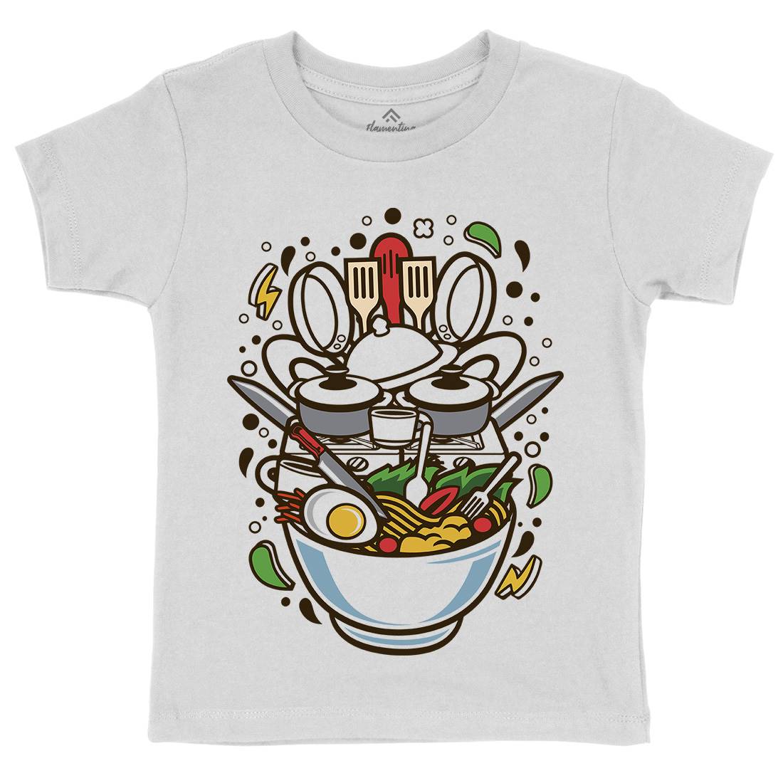 Cooking Ramen Kids Crew Neck T-Shirt Food C526