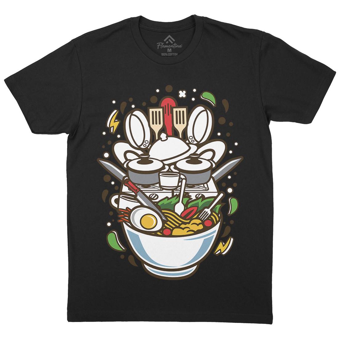 Cooking Ramen Mens Organic Crew Neck T-Shirt Food C526