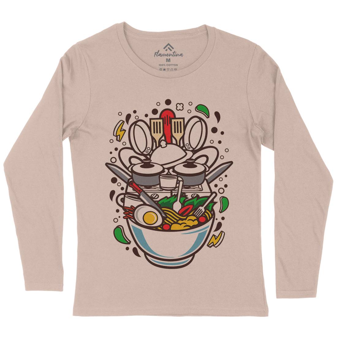 Cooking Ramen Womens Long Sleeve T-Shirt Food C526