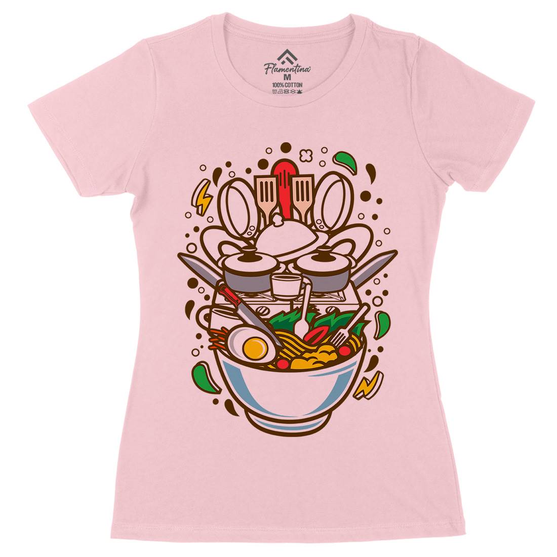 Cooking Ramen Womens Organic Crew Neck T-Shirt Food C526