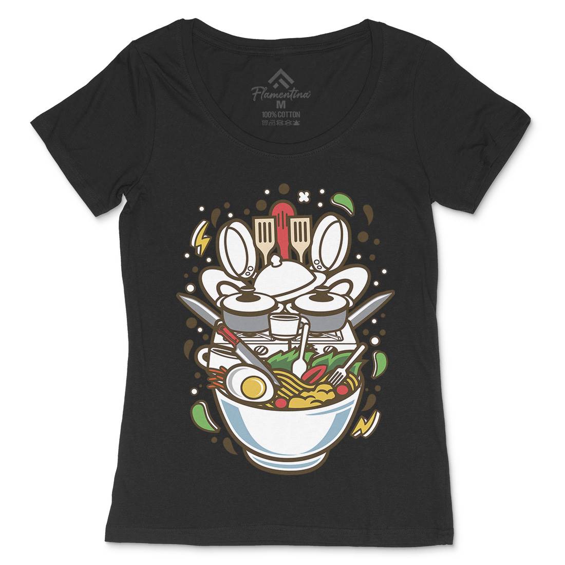 Cooking Ramen Womens Scoop Neck T-Shirt Food C526