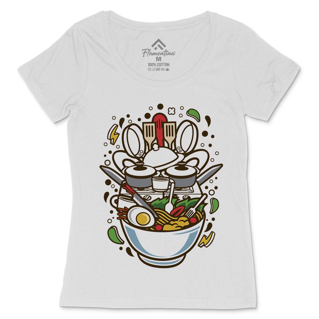Cooking Ramen Womens Scoop Neck T-Shirt Food C526