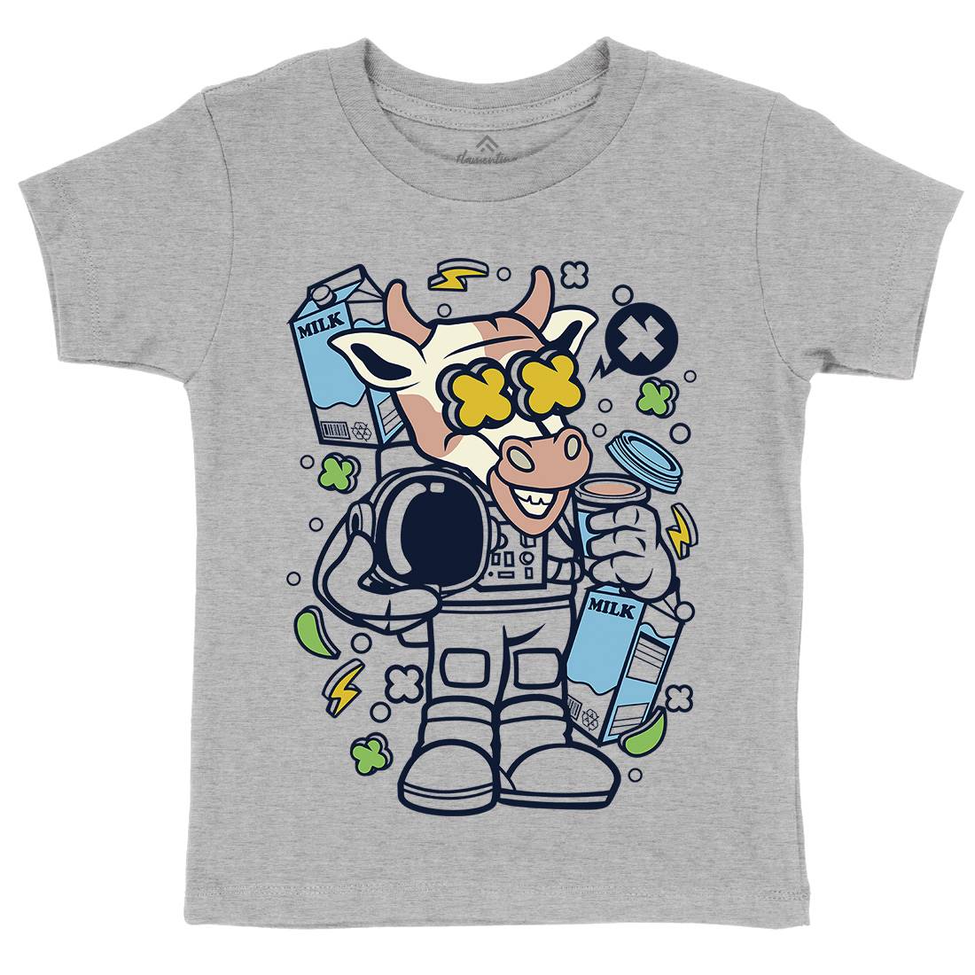 Cow Astronaut Kids Crew Neck T-Shirt Space C527