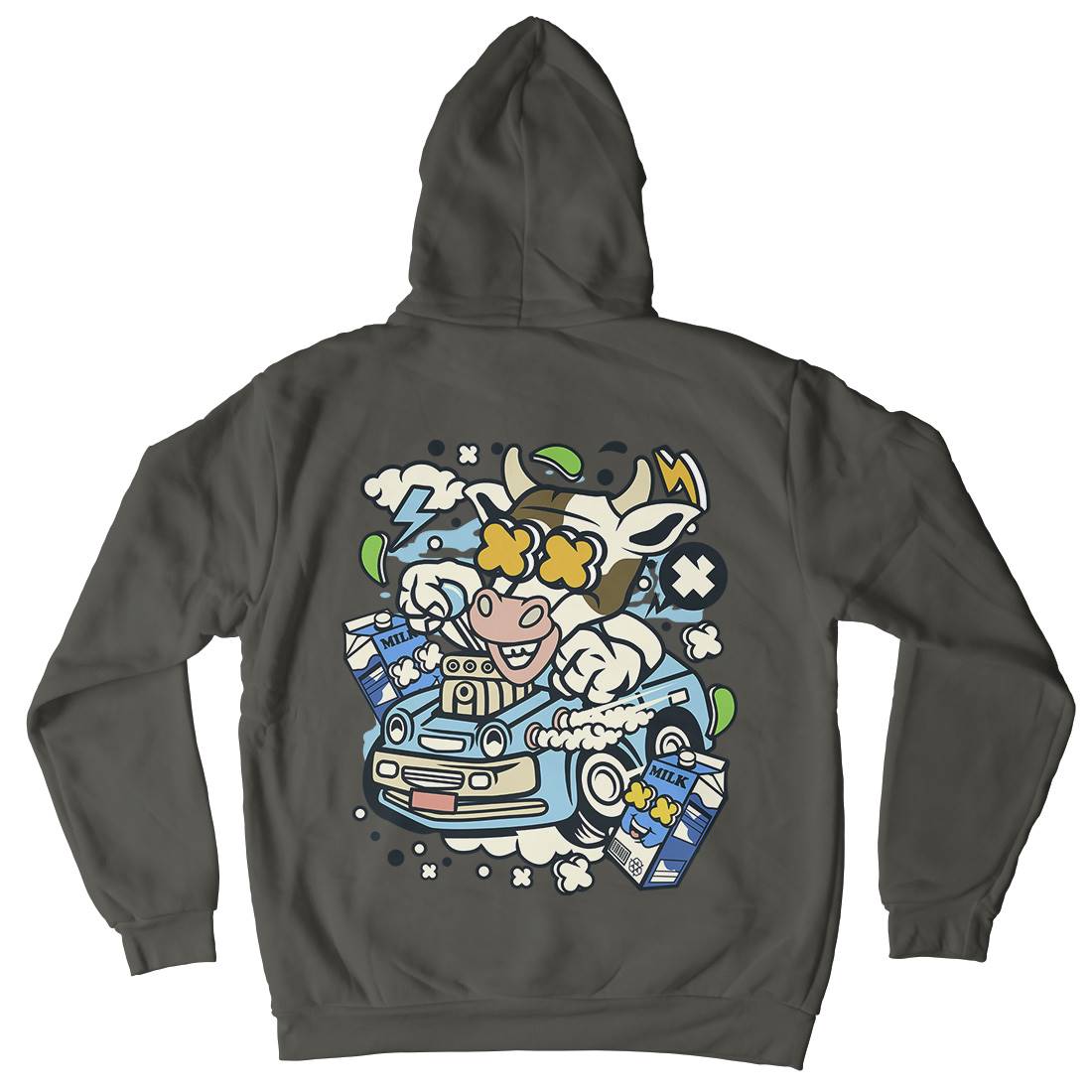 Cow Hotrod Mens Hoodie With Pocket Cars C528