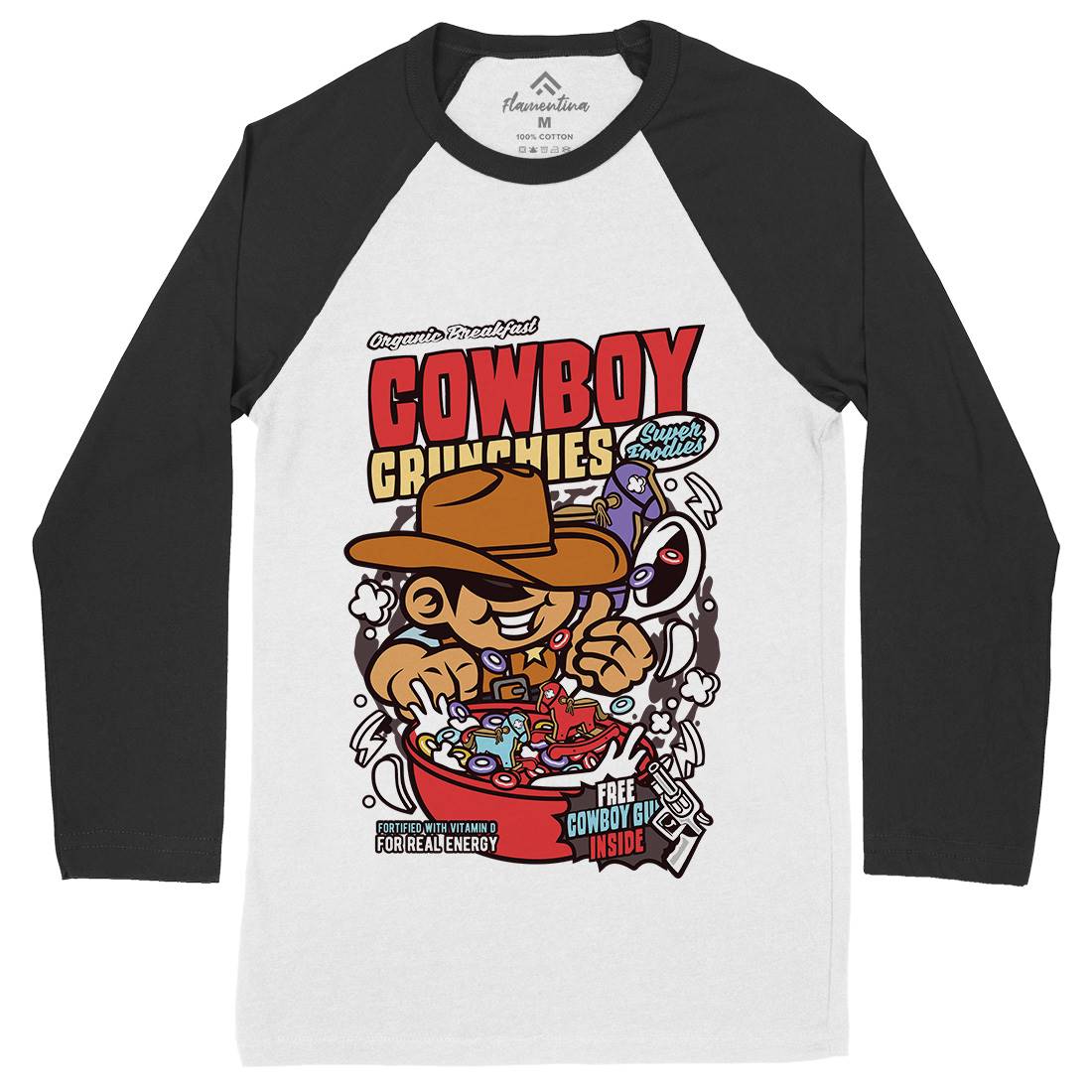 Cowboy Crunchies Mens Long Sleeve Baseball T-Shirt Food C529