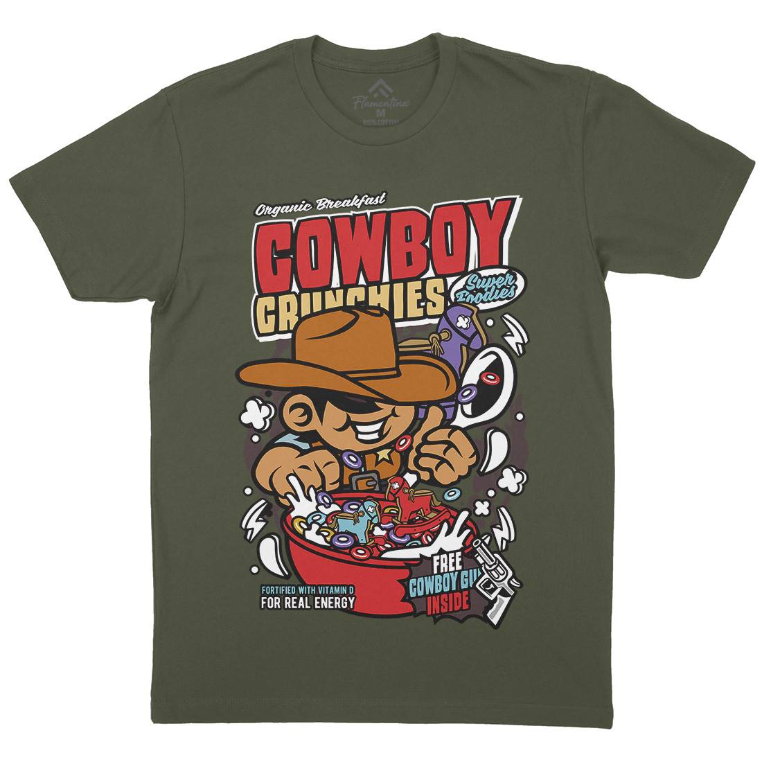 Cowboy Crunchies Mens Organic Crew Neck T-Shirt Food C529