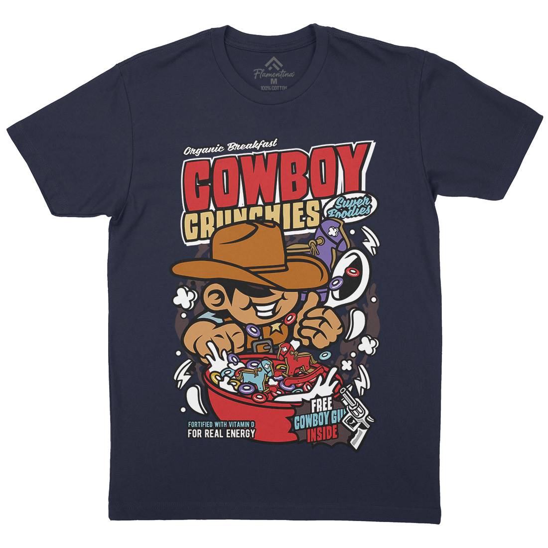 Cowboy Crunchies Mens Organic Crew Neck T-Shirt Food C529