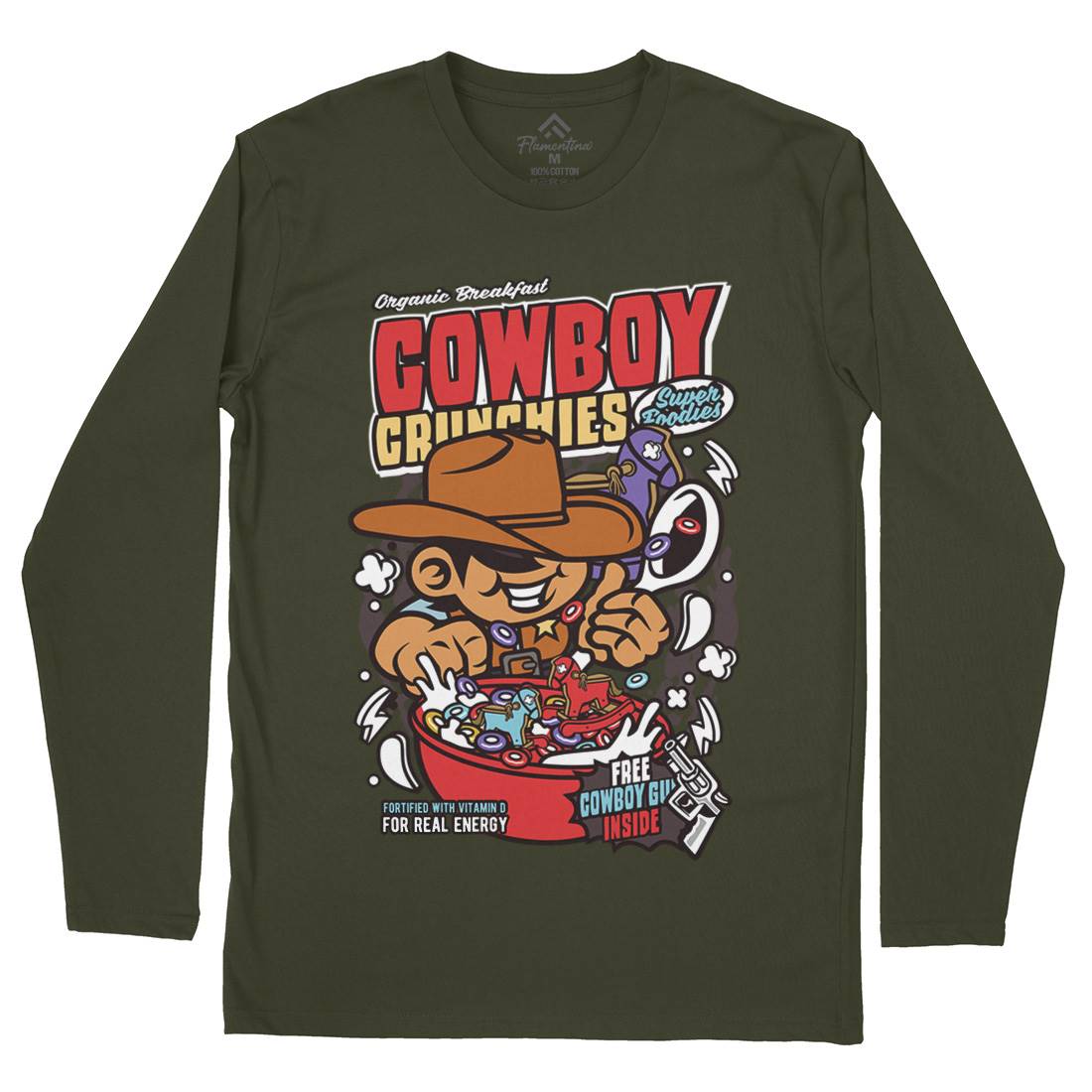 Cowboy Crunchies Mens Long Sleeve T-Shirt Food C529