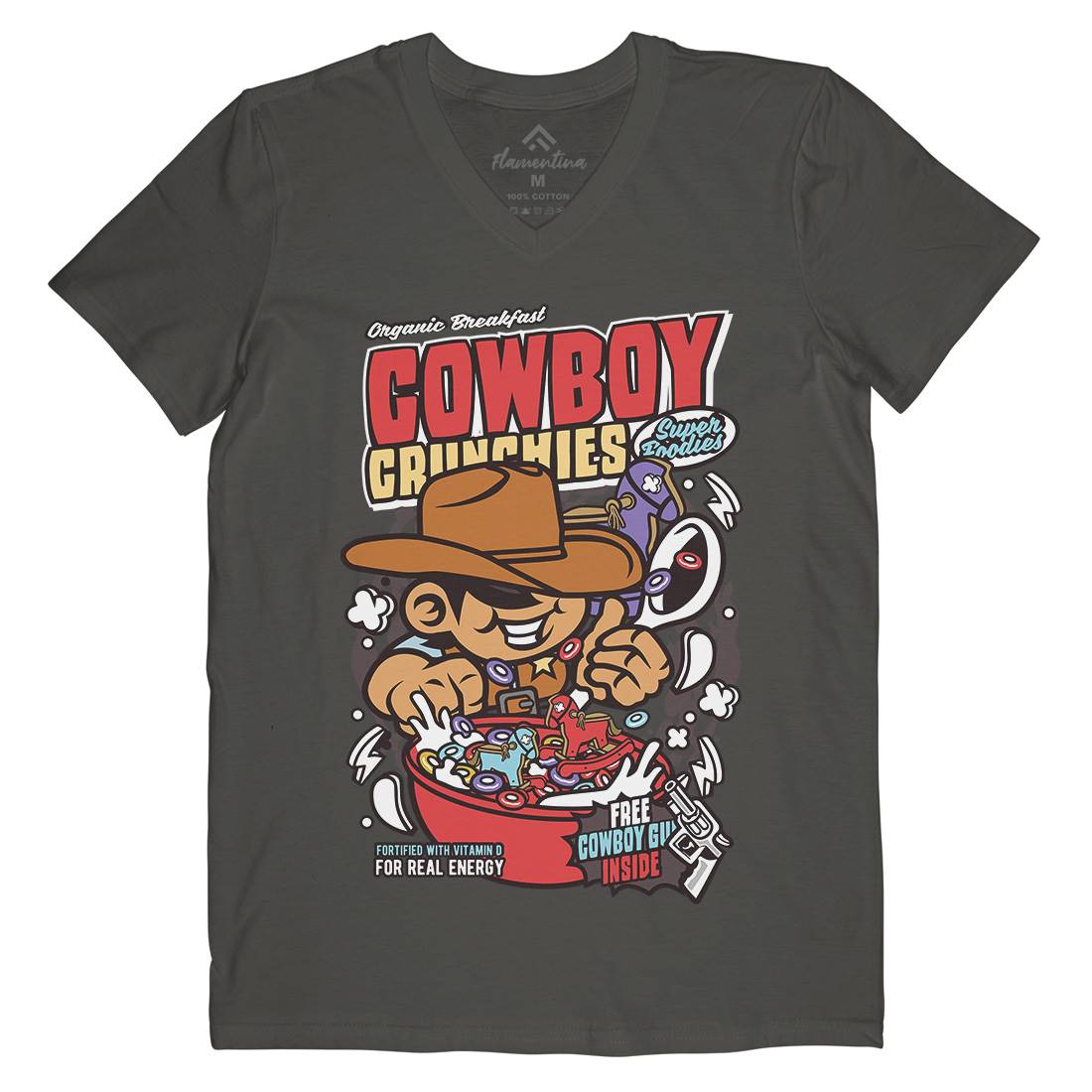 Cowboy Crunchies Mens V-Neck T-Shirt Food C529