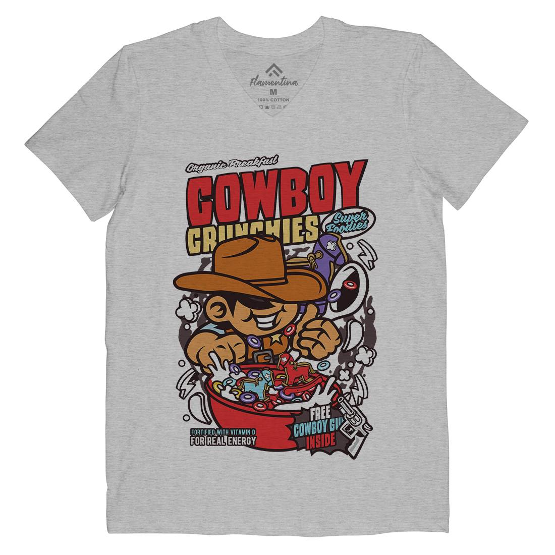 Cowboy Crunchies Mens V-Neck T-Shirt Food C529