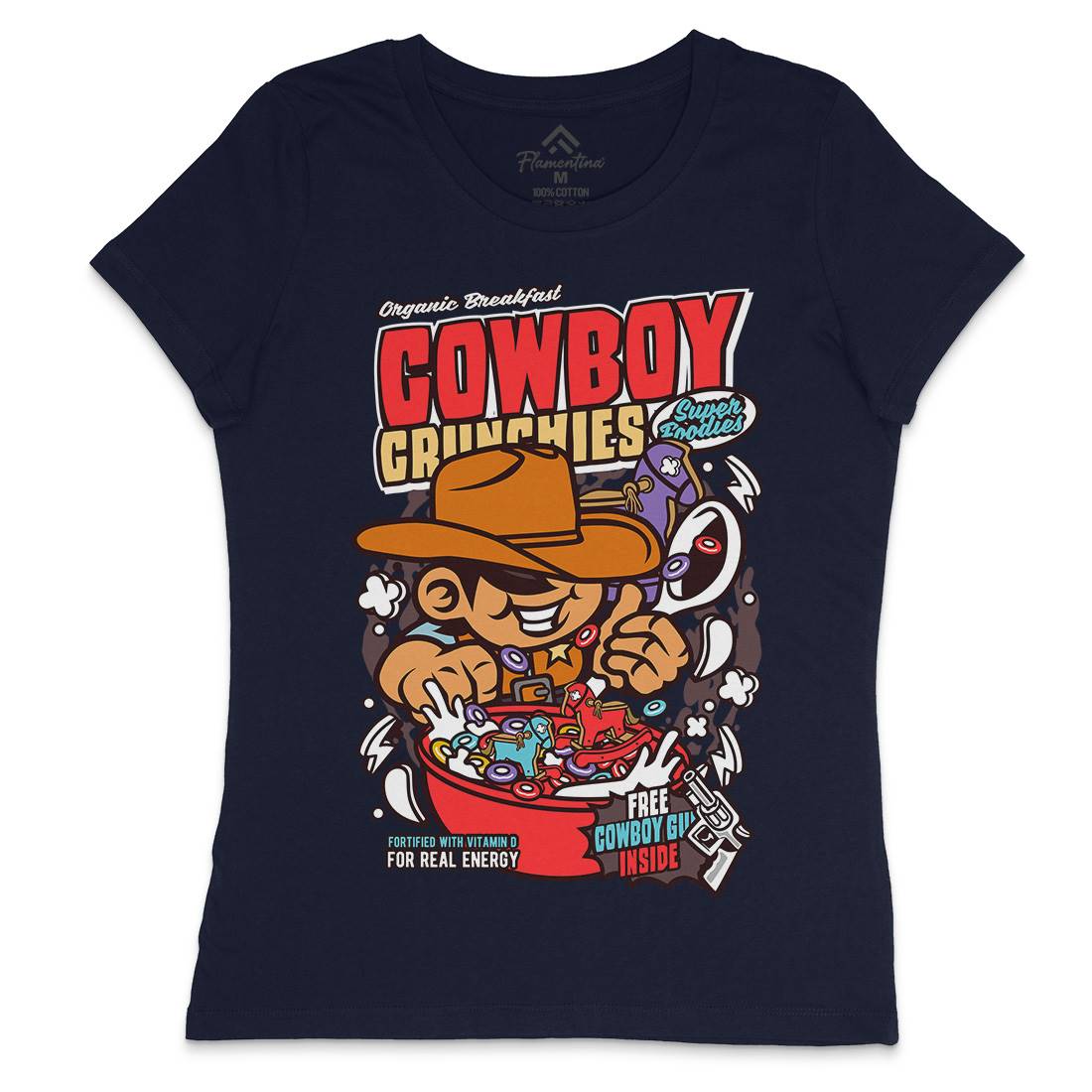 Cowboy Crunchies Womens Crew Neck T-Shirt Food C529