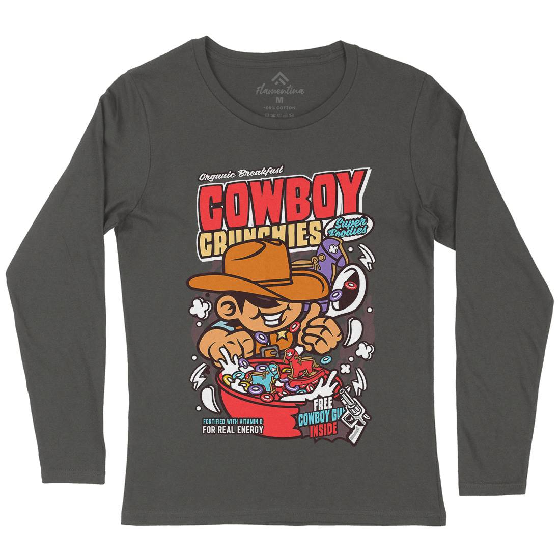 Cowboy Crunchies Womens Long Sleeve T-Shirt Food C529