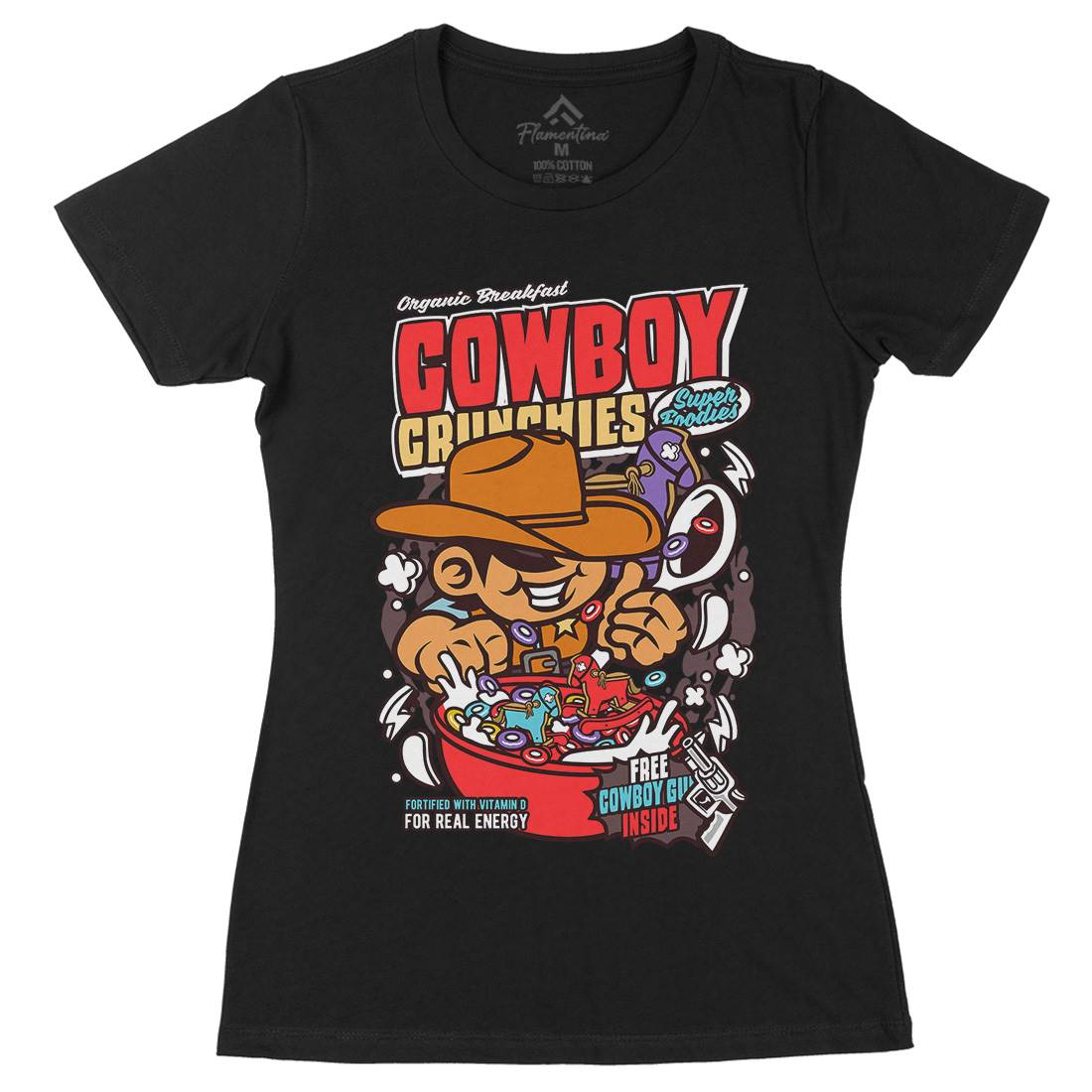 Cowboy Crunchies Womens Organic Crew Neck T-Shirt Food C529
